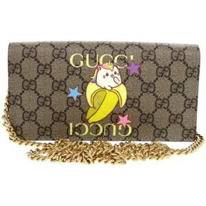 Authentic GUCCI Chain wallet Rainbow Bananya Collaboration Wallet LTJ787-011226